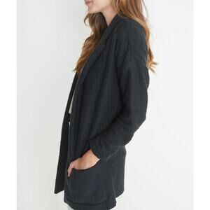Marine Layer Lila Coatigan Women Large Charcoal Boucle Cardigan Jacket Lagenlook
